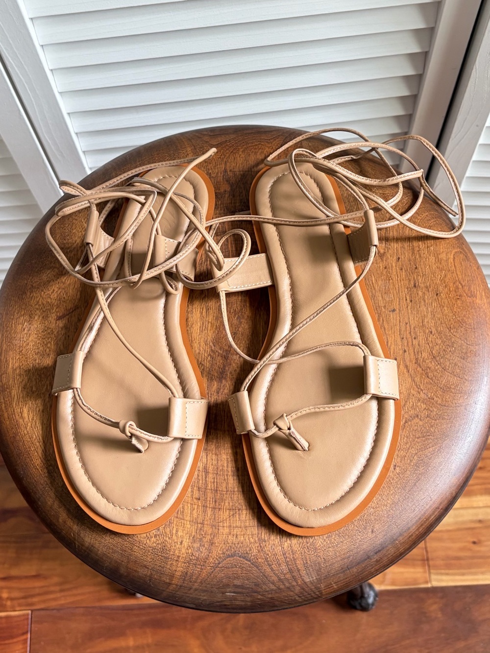 J. Crew Beige Lace-Up Leather Sandals 9